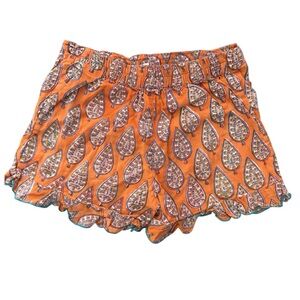 Anokhi Koki Girls’ Orange Patterned Shorts Cotton Lightweight Size 2-3